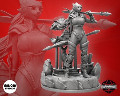 Asian Cat Folk Warrior Miniature High Fantasy Figure NSFW 3D Print
