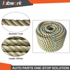 Labwork 1" 100' PP Manila Rope 3 Strand Twisted Rope Arborist Bull Rope
