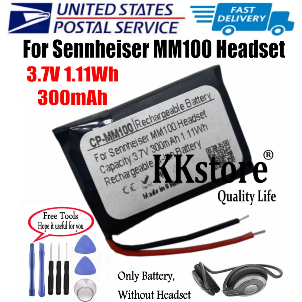 USPS 300mAh Repair Battery for Sennheiser MM100 Bluetooth Headset MM 100 Battery