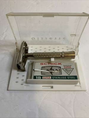 VTG Gillette Super Speed Safety Razor Twist Open Double Edge Made USA Schick