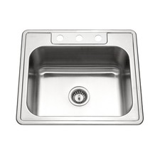 Stainless Steel 2522-8BS3-1 Kitchen Sink 25" Topmount Drop In Single Bowl 3 Hole