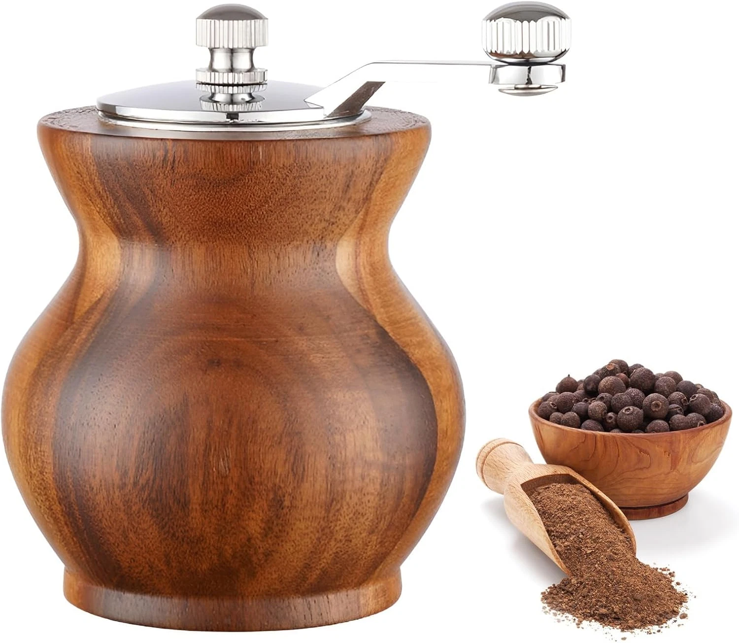 Pepper Grinder, Classical Hand Shake Wood Pepper Mills for Kitchen, Manual Woode