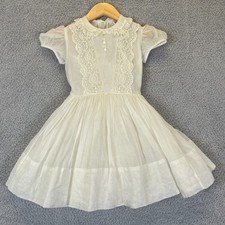 Vintage 1950s Wee Tog Toddler Girls Dress Peter Pan Collar Yoke Lace Size 5