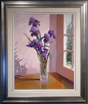 André Bertounesque (1937-2005) Französisch Kanadisches Ölgemälde STILLLEBEN DER IRIS