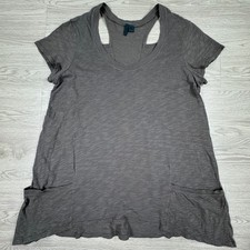 Left of Center Womens Tunic Top Charcoal Gray Large Racerback Pockets