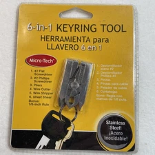 Micro-tech 6-in-1 Key Chain ring Tool Swiss +Tech Screw Driver Cutter Pliers New