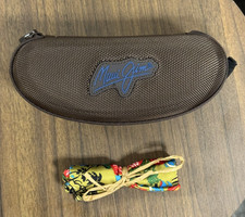 MAUI JIM LARGE Zippered Semi Hard Brown Sport SUNGLASSES CASE POUCH w/CARABINER