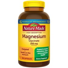 Nature Made Magnesium Glycinate 200mg Capsules 180 Count Support Heart Health