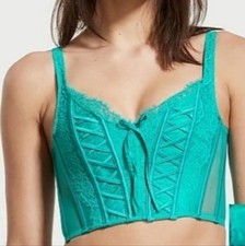 Victoria's Secret  Dream Angels Unlined Lace-Up Corset Top Size XL Capri Sea