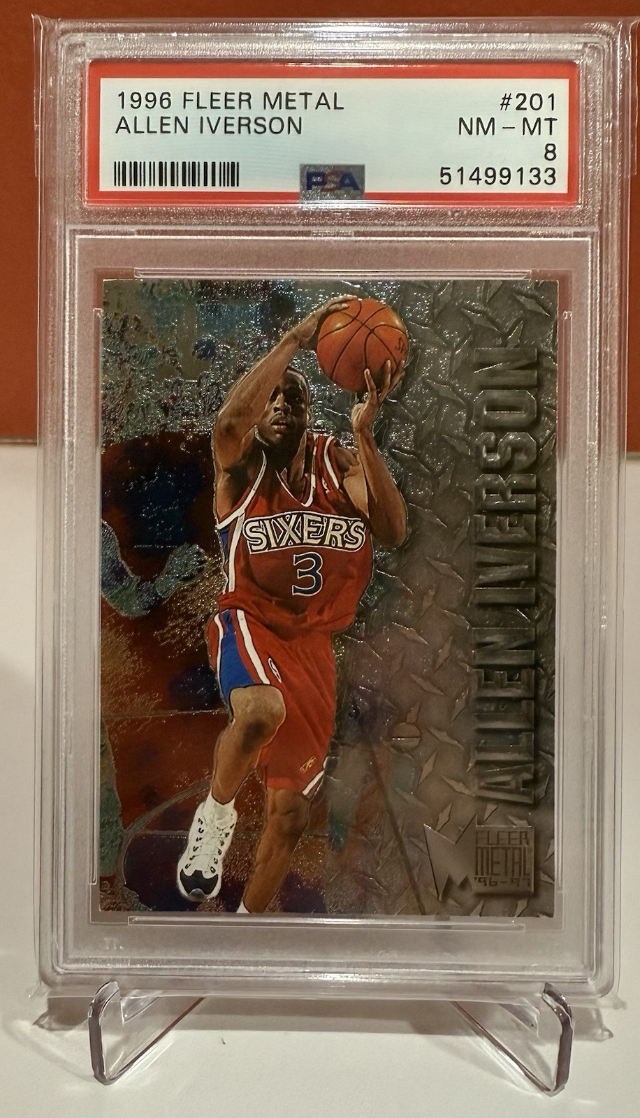 Allen Iverson 1996 Fleer Metal Rookie PSA 8