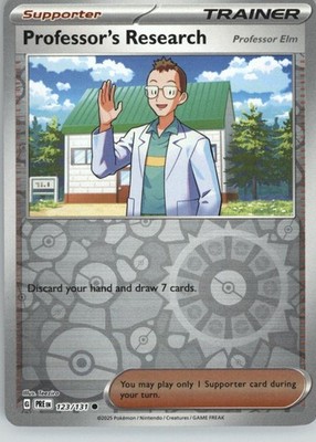 Professor's Research [Elm] 123/131 Prismatic Evolutions Pokemon Reverse Holo NM