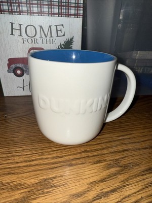 Dunkin  Donuts Mug White with Blue Ombré Interior 20 oz Raised LOGO 2023