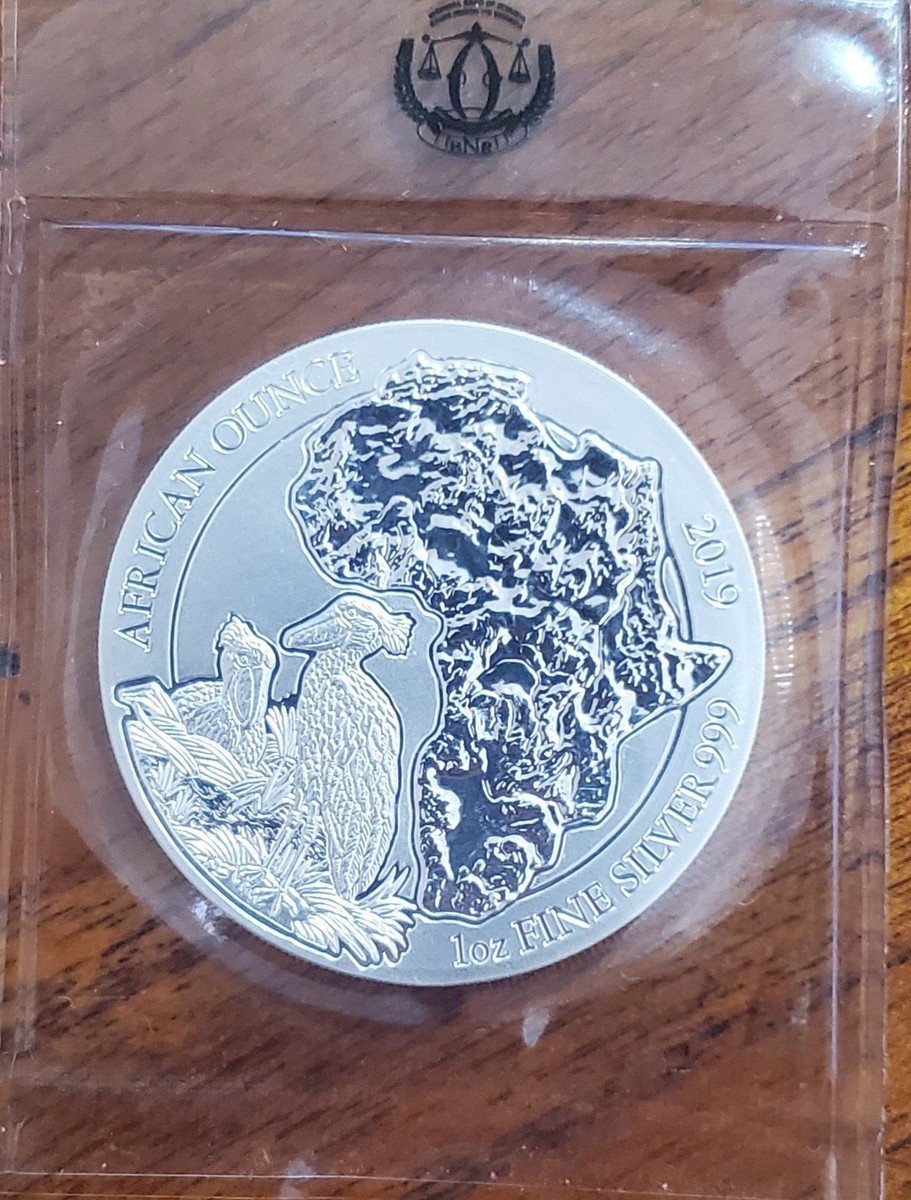 2019 1 oz 999 Silver Rwanda African Wildlife Series Shoebill Stork
