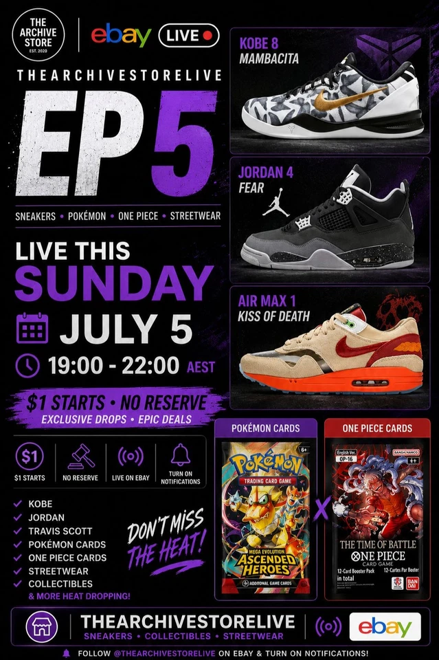 🔥TheArchiveStore🇦🇺EP5,$1💰 Kobe, Jordan, Yeezy,Streetwear,Toys,Pokemon🔥