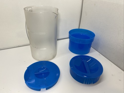 Mr. Coffee Iced Tea TM1 Replacement 2 Qt Frosted Iced Pitcher w/ Blue Basket Lid