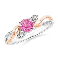 925 Sterling Silver Pink Topaz Gemstone Prong Three-stone Ring Jewelry