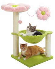 Flower Cat Tree, 28" Cat Tower with Cozy Flower Perch, Large Hammock for Indo...