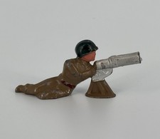 Barclay Podfoot Toy Soldier Machine Gunner Lying Flat Green Helmet B240