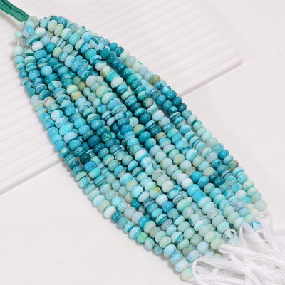 Green Opal Gemstone Rondelle Shape Smooth Beads 7X7 8X8 mm Strand 8'' UB-974