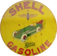 Shell Gasoline Green Streak steel sign 355mm diameter  PRICE CUT!!