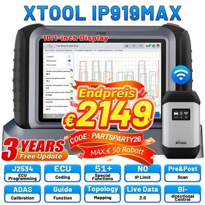 XTOOL IP919 MAX KFZ OBD2 Diagnosegerät mit J2534 ECU Codierung Key Programmier