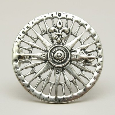 Sterling Silver Brooch Compass Fleur De Lys Genuine Solid Hallmarked 925 Empress