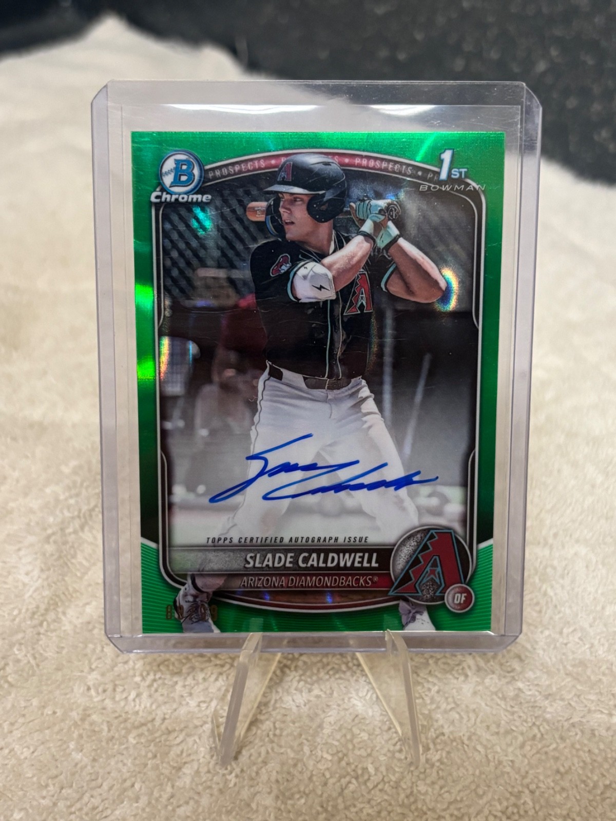 2025 Bowman Chrome Slade Caldwell 1st Green Lava Refractor Auto /99 Dbacks