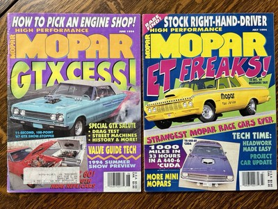 Lot Of 2 Vintage High Perfomance Mopar Magazines Jun & Jul 1994 Very Good Cond