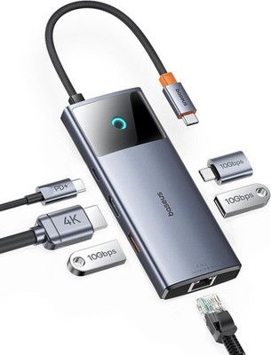 Baseus USB C Hub 10Gbps, 4K@60Hz HDMI, 100W PD, 6 in 1 Docking Station.