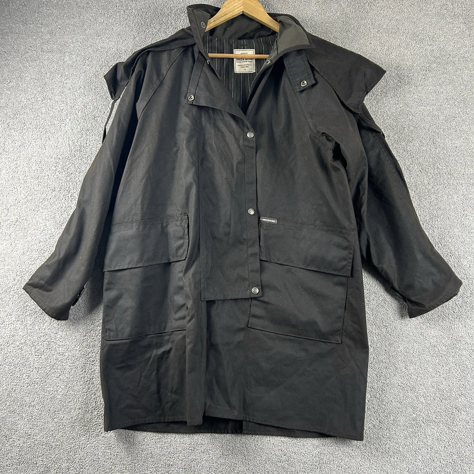 Abrigo de equitación Drizabone talla S marrón encerado piel aceitera largo capa de hombro Foto 2 de 4