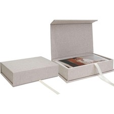 Small Photo Storage Box, 4"x6", Linen Postcard Keeper, Beige 1Pc Sturdy Linen