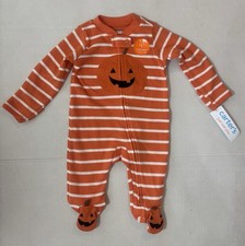Just One You Carter s Halloween Pumpkin Fleece Footed Sleeper 2 Way Zip Up NWT