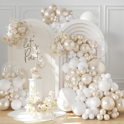 Pearl White Balloon Arch Kit 101Pcs Double Stuffed Pearl Balloons Garland Arc...
