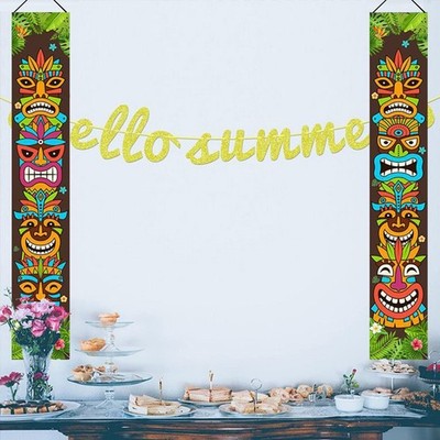 2 Stück Tür Banner Hawaii Tiki Deko Hinterhof Strand Deko