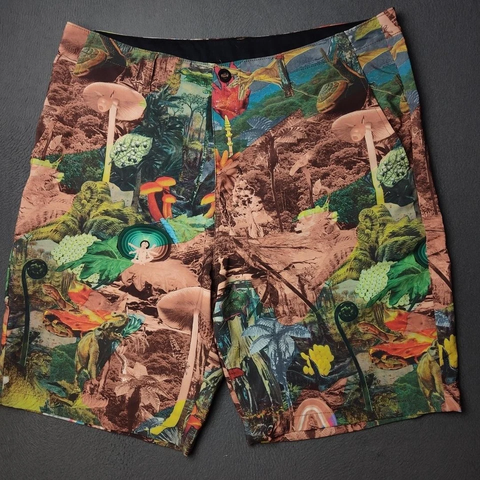 Volcom Surf & Turf Hybrid Shorts Mens 38 Stretch Boardwalk Dinosaurs Swim Board - Image 2 of 4