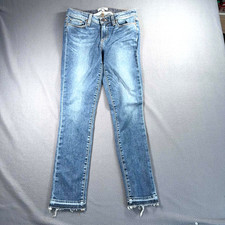 Paige Skyline Ankle Peg Jeans Womens 28 Stretch Raw Hem Medium Wash USA Made