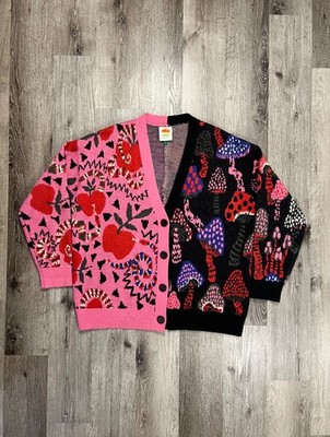 Farm Rio Forbidden Fruit Cardigan Sweater Women's Sz Small Snake Apple Mushroom