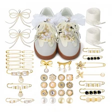 43 Pcs Clothes / Shoe Lace Charms Decoration Contain Bows/Clips/Pins/Jewelry DIY