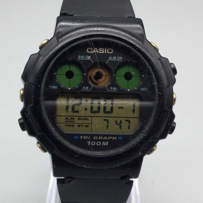Vintage Casio Tri Graph Watch Mens 40mm 100M Chronograph 827 TGW-10 New Battery