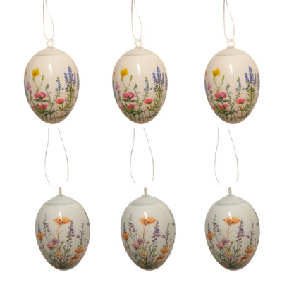 6er Set Blumen weiß Osterei Hängedeko hübsche Frühling Haushaltswaren