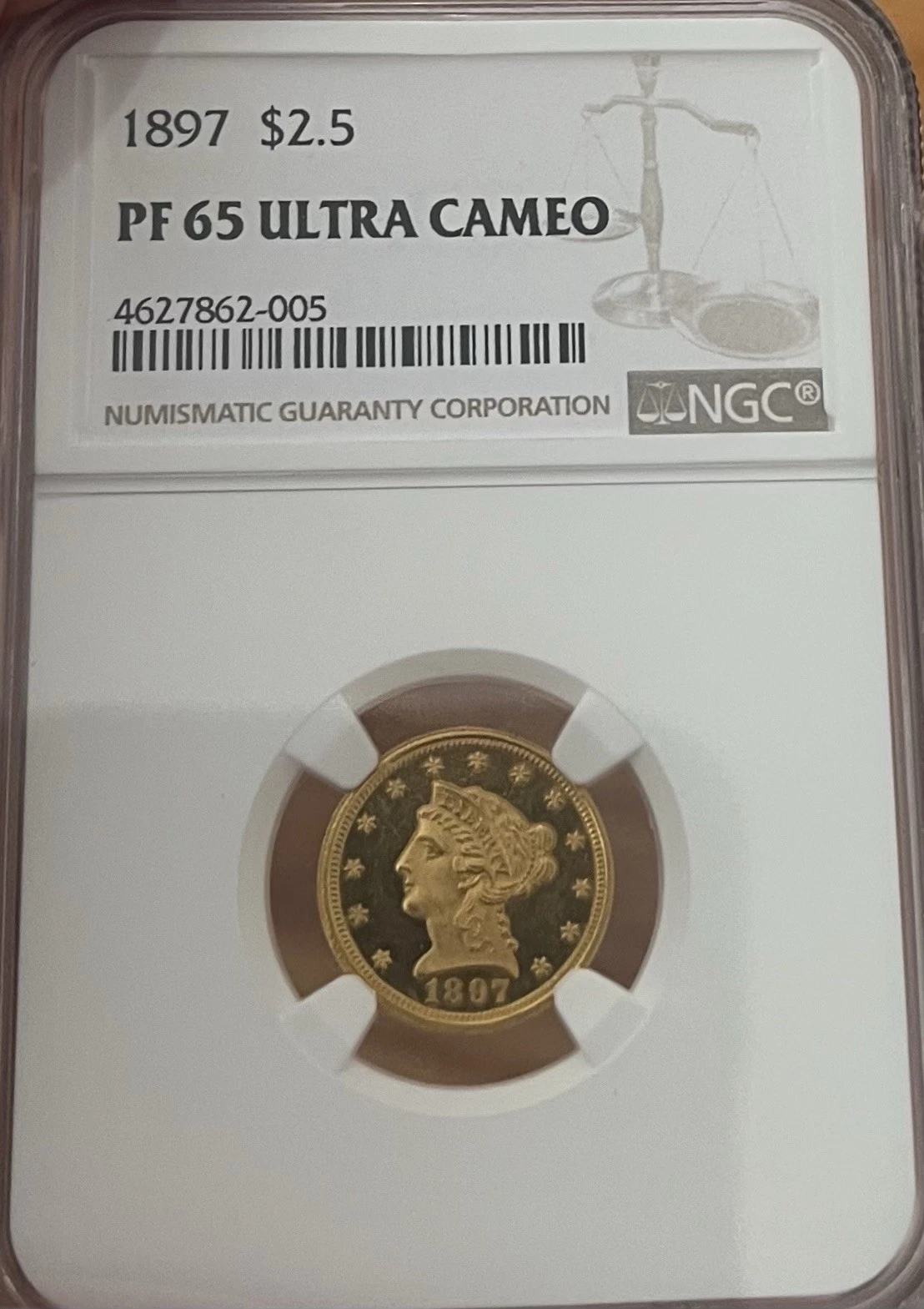 1897 NGC PF 65 Ultra Cameo $2.50 Proof Gold Liberty Quarter Eagle