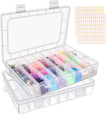 2 Pack 24 Grids Clear Plastic Organizer Box, Storage Container with Adjustable D