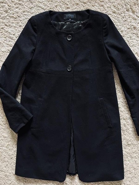 Women Escada Coat Black Cashmere XS