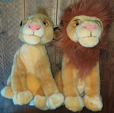 2 x König der Löwen Simba + Mufasa Plüschtiere Stofftiere 50 cm Vintage Selten 