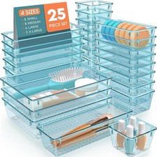 25 PCS Plastic Drawer Organizer Set, 4-Size Versatile Organizer Trays  stora...
