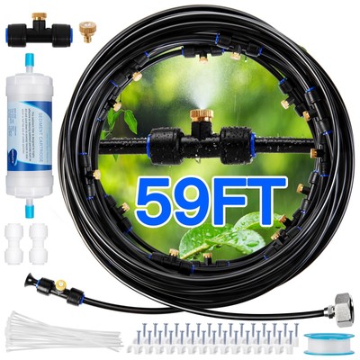 Misters for Outside Patio with Water Filter - 59Ft(18M) Misting system Line 2...