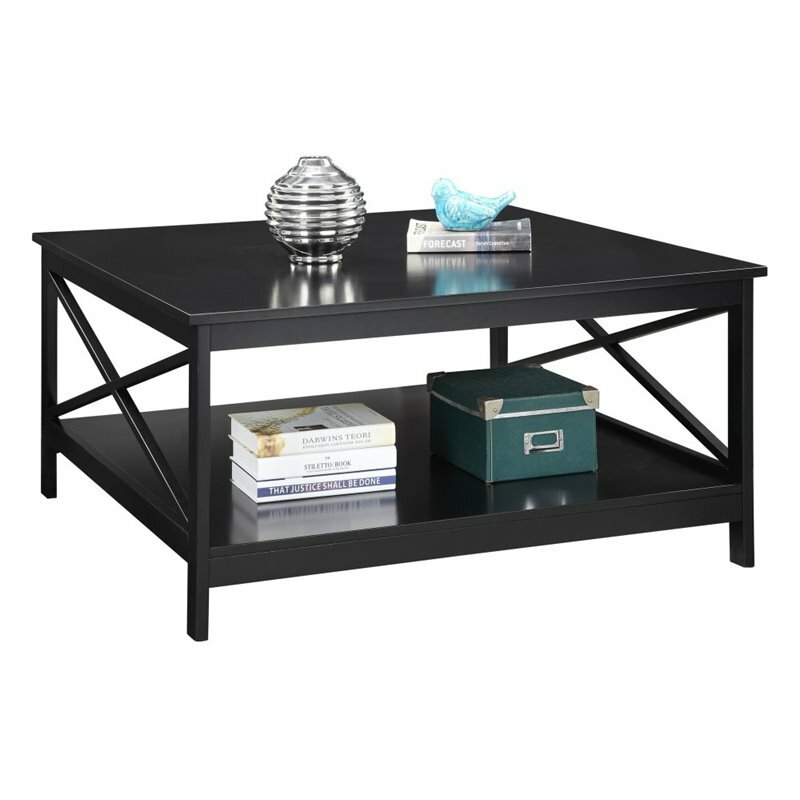 Convenience Concepts Oxford 36" Square Coffee Table in Black Wood