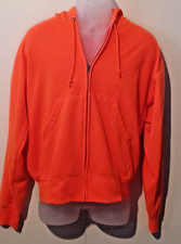 Vtg Ace Sportswear Zip Hoodie Deer Camp Orange MENs Lg Hunting USA Metal Zip