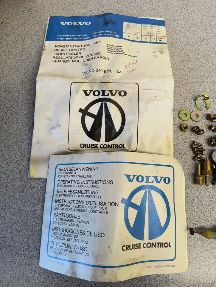 Kit de control de crucero Volvo 240 242 244 245 (INCOMPLETO) NUEVO STOCK ANTIGUO FABRICANTE DE EQUIPOS ORIGINALES Foto 2 de 4