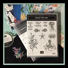 Stampin' Up! SEAS THE DAY Stamps, SEA Dies & WHALE OF A TIME DSP + Sequins *NEW*